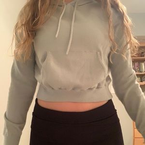 Forever 21 Light Blue Cropped Hoodie